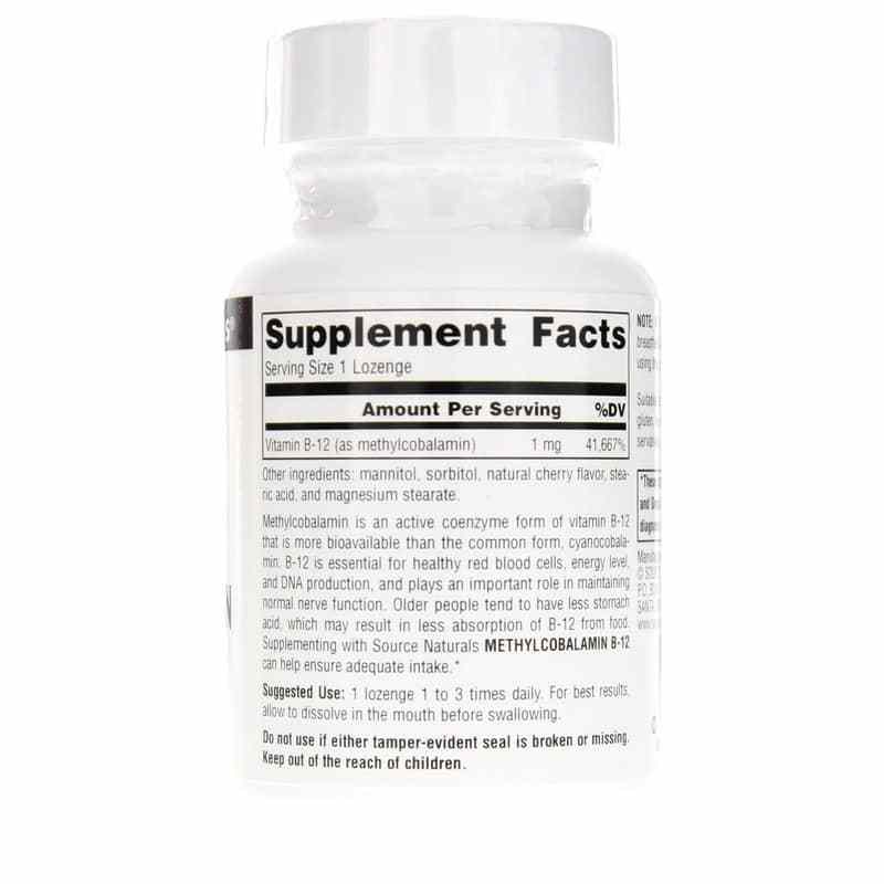 MethylCobalamin Vitamin B-12 Lozenges, Cherry, 120 Lozenges, by Source Naturals, image #2