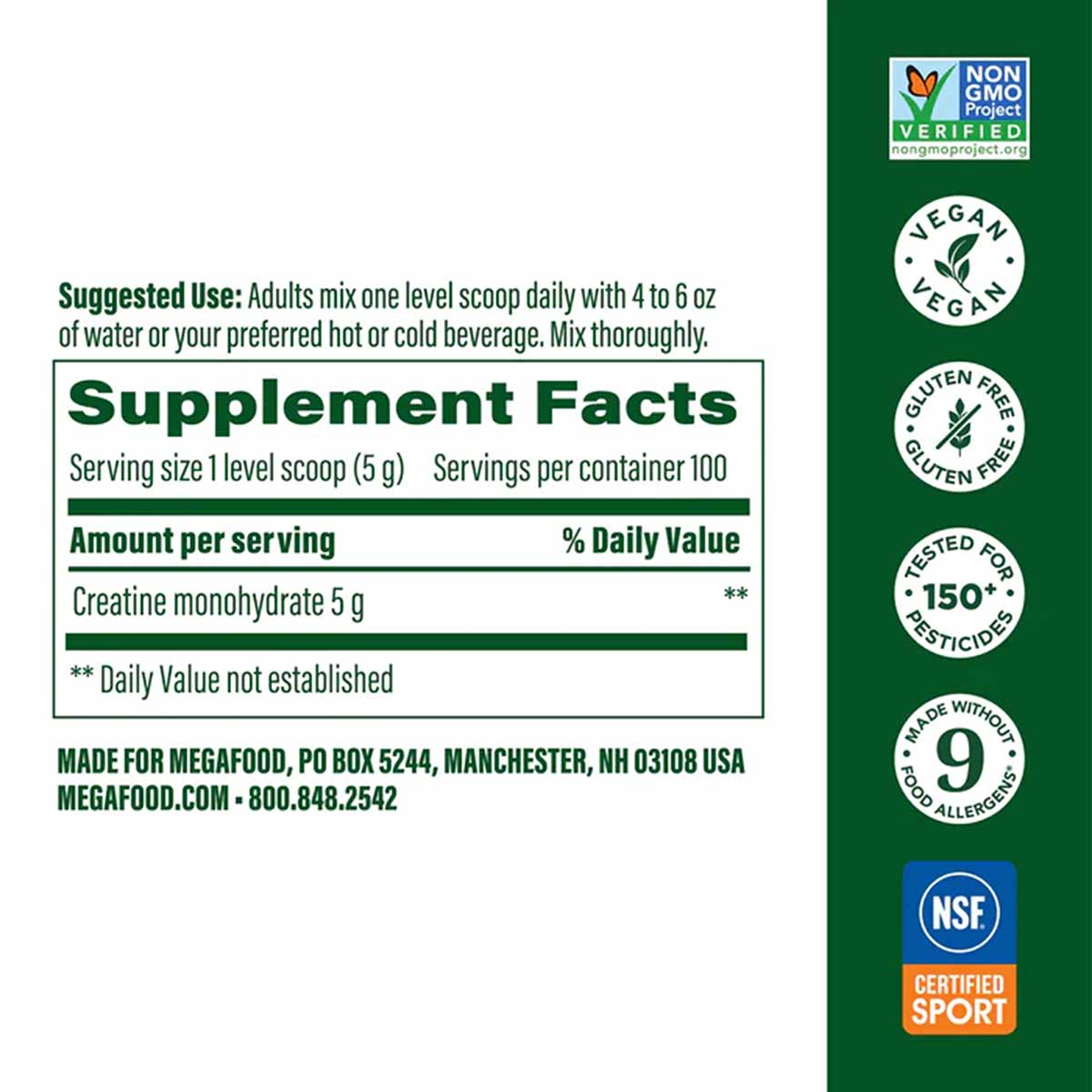 Micronized Creatine Monohydrate, by Megafood