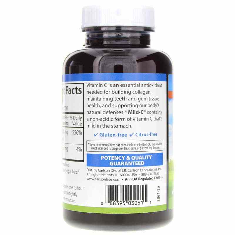 Mild C 500 Mg, 100 Capsules, by Carlson Labs, image #3