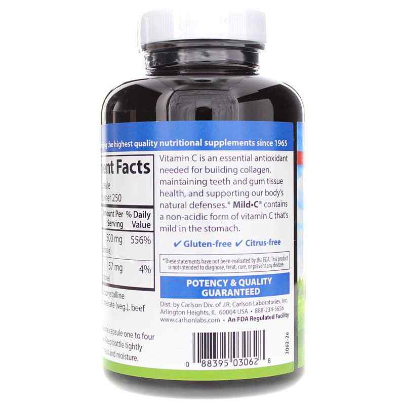 Mild C 500 Mg, 250 Capsules, by Carlson Labs, image #3