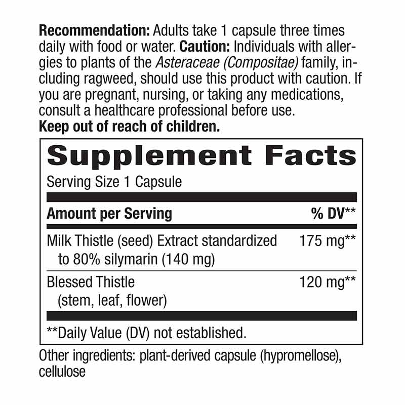 Milk Thistle Standardized, 60 Veg Capsules, by Natures Way, image #2