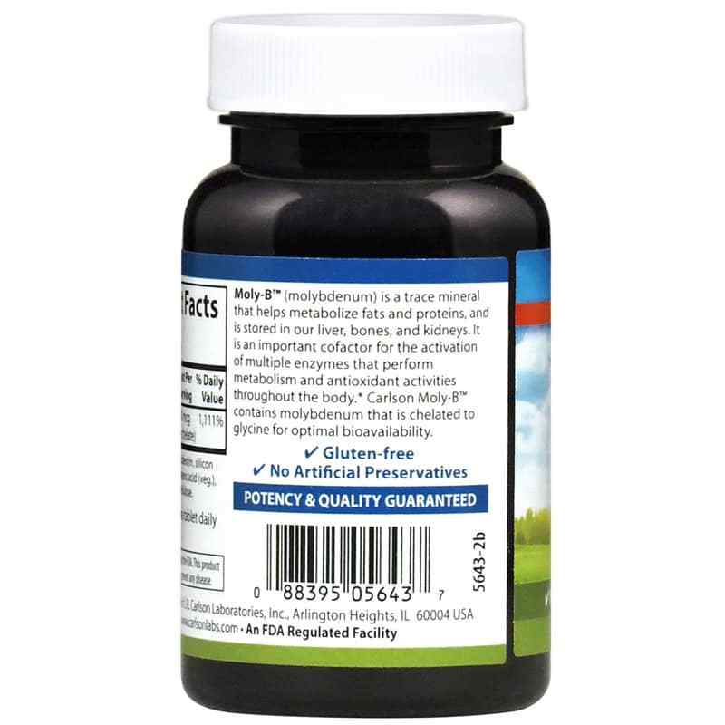 Moly-B Chelated Molybdenum, 300 Veg Tablets, by Carlson Labs, image #3