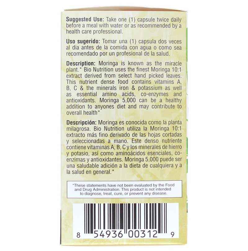 Moringa 5000 Mg Super Food, 60 Veg Capsules, by Bio Nutrition, image #3