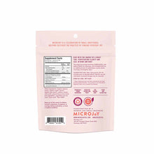 Pink resealable package of MicroJoy Motivate Gummy Sampler with supplement facts label and product information visible on bac