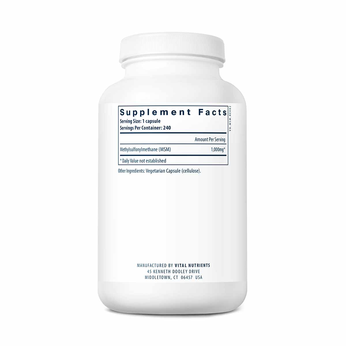 MSM 1000 Mg, 240 Capsules, by Vital Nutrients