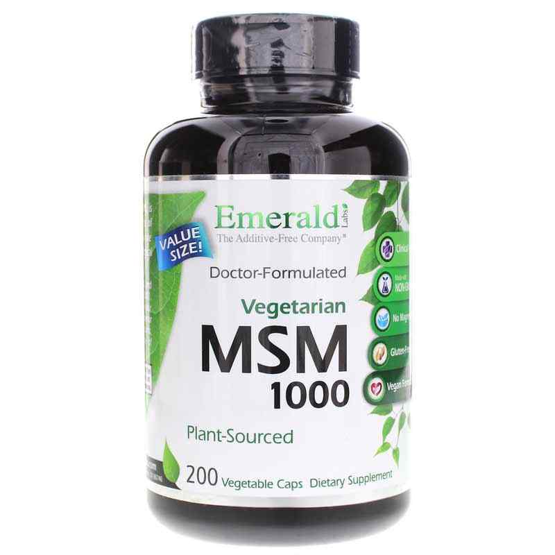 MSM 1000 Mg Vegetarian, 200 Capsules, by Emerald