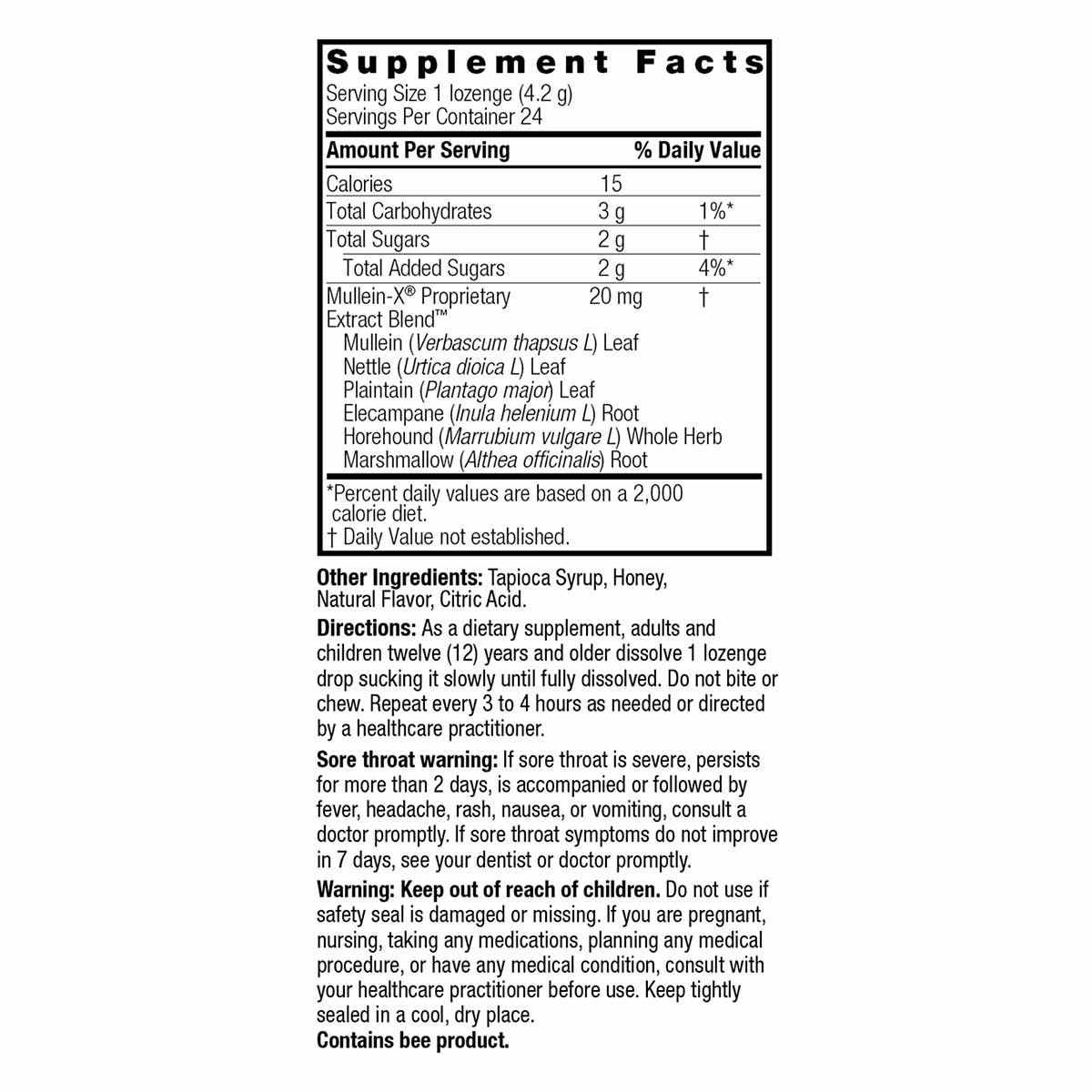 Mullein-X Soothing Throat Lozenges, by Natures Answer