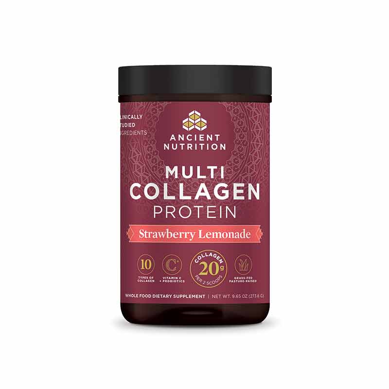 Multi Collagen Protein Powder, Strawberry Lemon, 9.65 Oz, by Ancient Nutrition