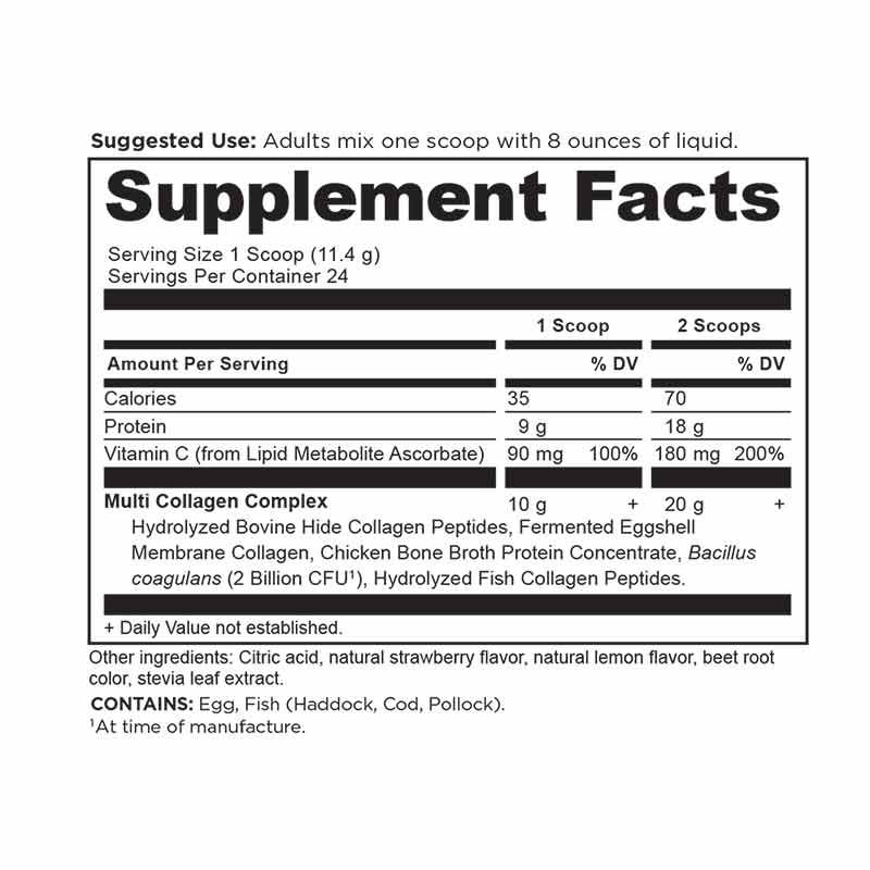 Multi Collagen Protein Powder, Strawberry Lemon, 9.65 Oz, by Ancient Nutrition, image #2