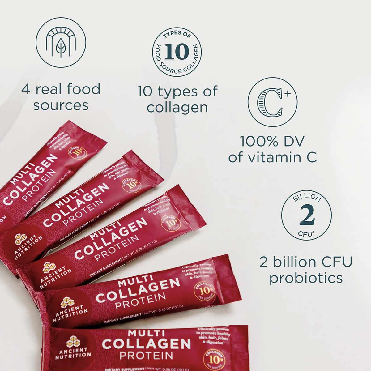 Multi Collagen Protein Stick Packs, by Ancient Nutrition