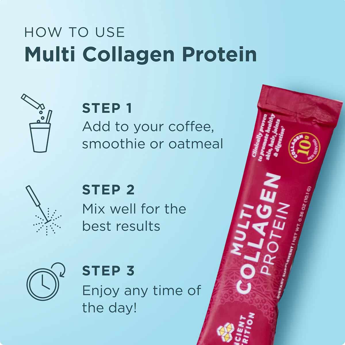 Multi Collagen Protein Stick Packs, by Ancient Nutrition