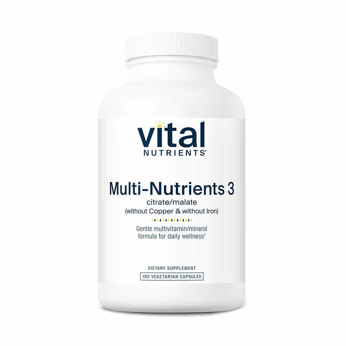 Multi-Nutrients 3 (without Copper & Iron), 180 Capsules, by Vital Nutrients
