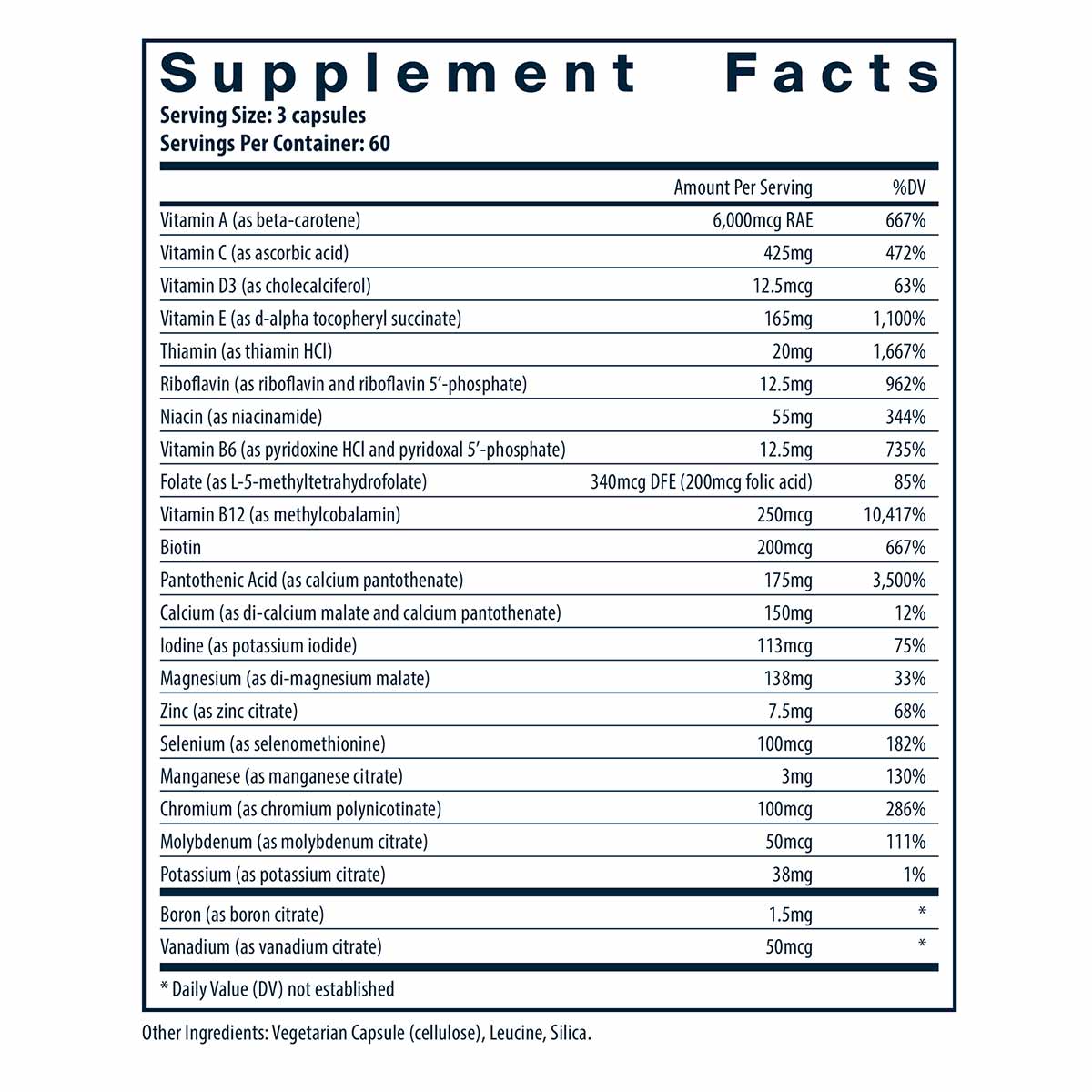 Multi-Nutrients 3 (without Copper & Iron), 180 Capsules, by Vital Nutrients