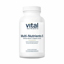 White bottle of Vital Nutrients Multi-Nutrients 5 supplement with white cap containing 120 vegetarian capsules.