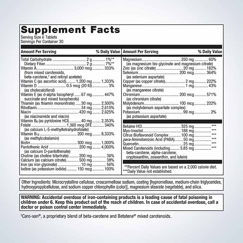 Multigenics Multivitamin with Iron, 180 Tablets, by Metagenics, image #2