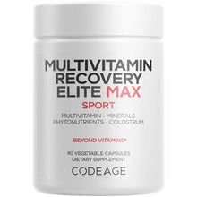 White bottle of Codeage Multivitamin Recovery Elite Max Sport containing 90 vegetable capsules.