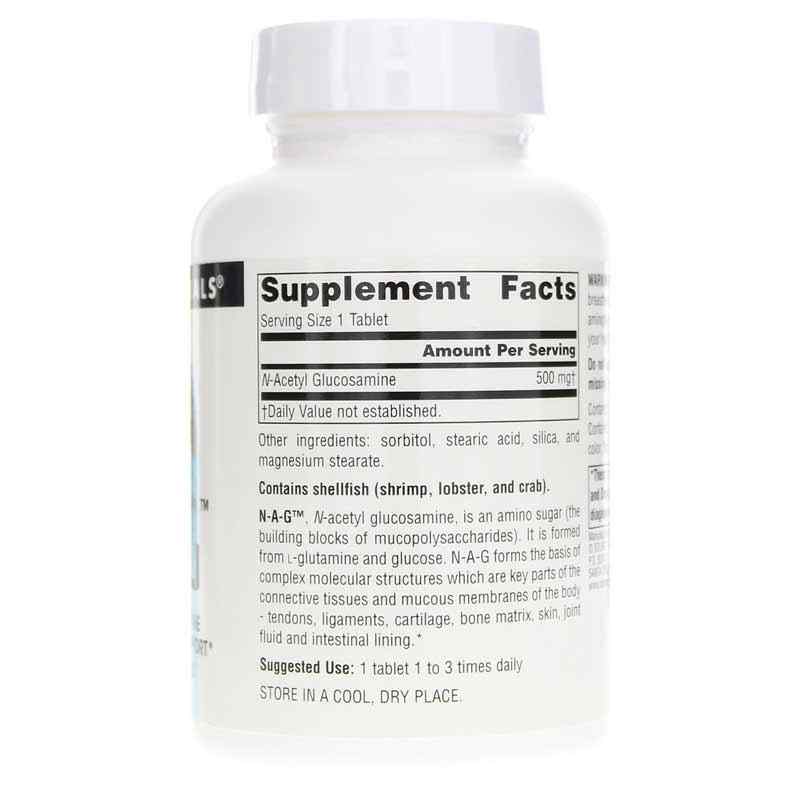 N-A-G N-Acetyl Glucosamine 500 Mg, 120 Tablets, by Source Naturals, image #2