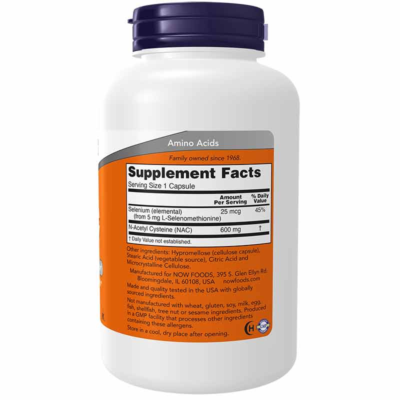 NAC 600 Mg, 250 Veg Capsules, by NOW Foods, image #3