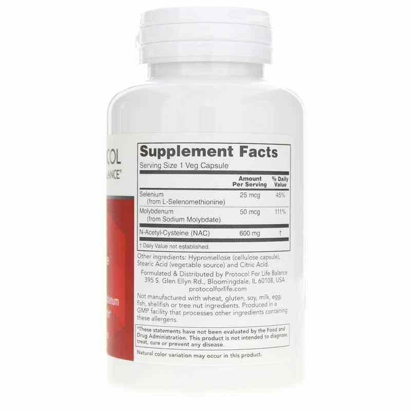 NAC 600 Mg with Selenium & Molybdenum, 100 Veg Capsules, by Protocol For Life Balance