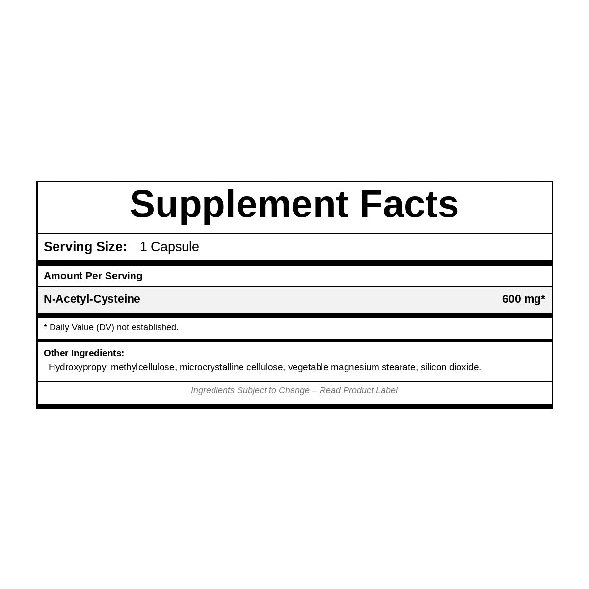 NAC-600 N-Acetyl-Cysteine, by NutriDyn