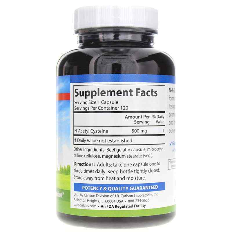 NAC N-Acetyl Cysteine 500 Mg, 120 Capsules, by Carlson Labs, image #2