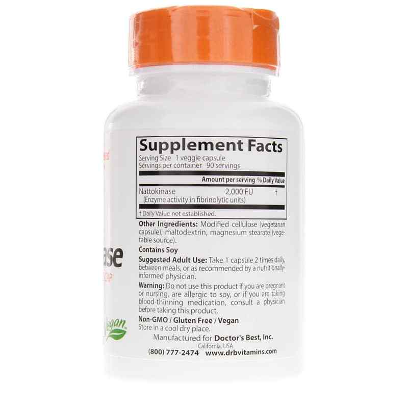 Nattokinase 2000 FUs, 90 Veg Capsules, by Doctors Best, image #2