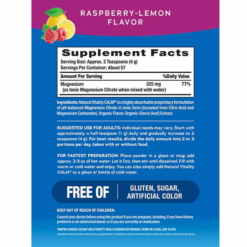 Natural Calm, Raspberry-Lemon, 8 Oz, by Natural Vitality, image #2