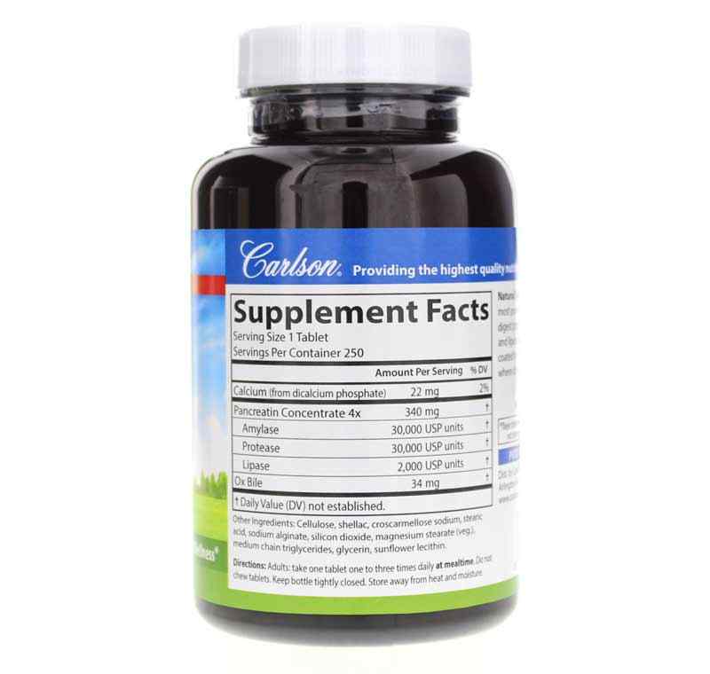Natural Digestive Enzymes, 250 Tablets, by Carlson Labs, image #2