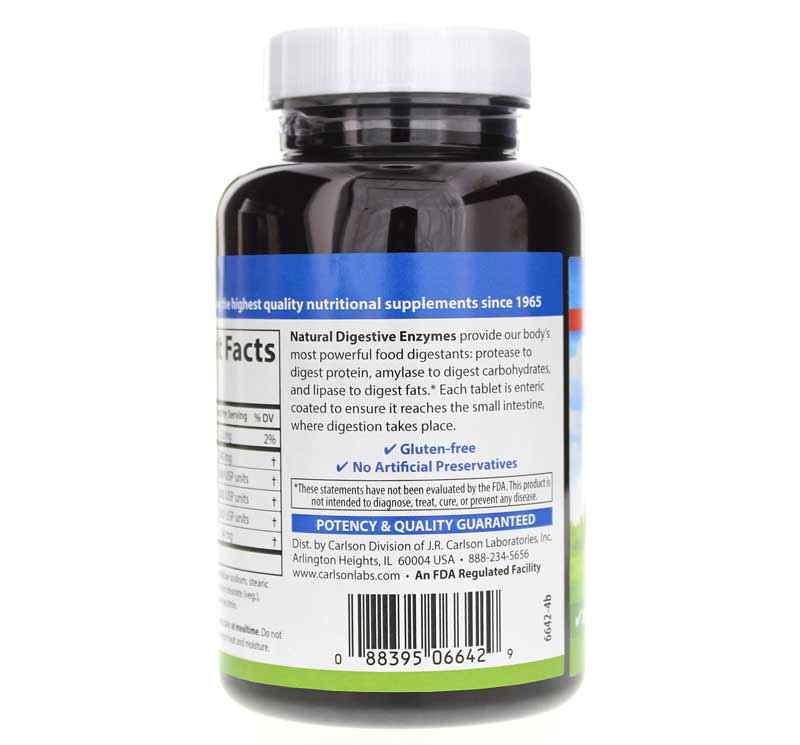 Natural Digestive Enzymes, 250 Tablets, by Carlson Labs, image #3