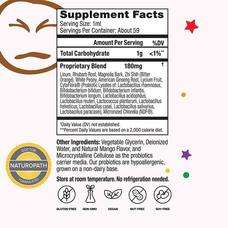 NDF Pooper Herbal Drops, Mango, 2 Oz, by BioRay Kids, image #2