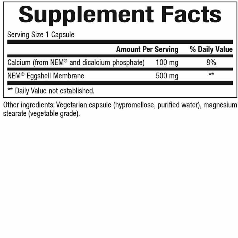 NEM Eggshell Membrane, 60 Vegetarian Capsules, by Bioclinic Naturals