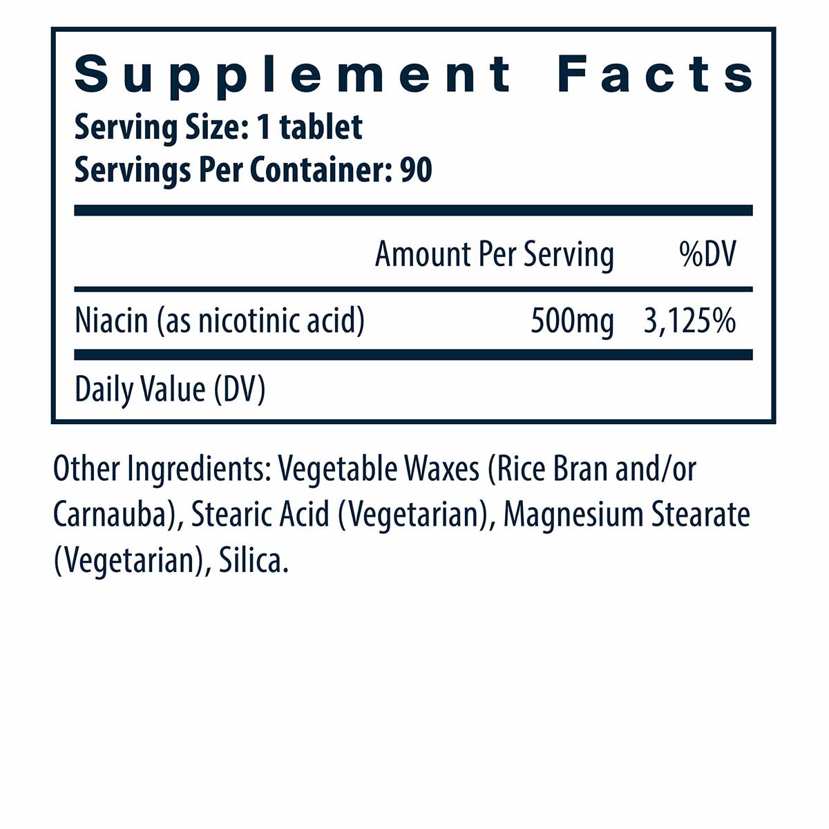 Niacin 500 Mg, 90 Tablets, by Vital Nutrients