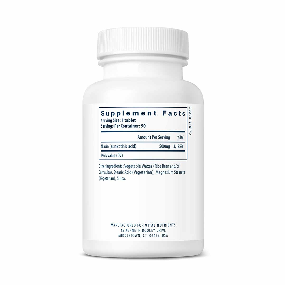 Niacin 500 Mg, 90 Tablets, by Vital Nutrients