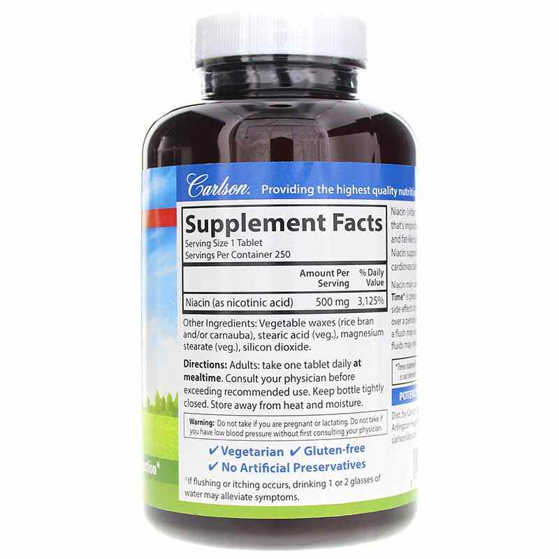 Niacin-Time, 250 Veg Tablets, by Carlson Labs, image #2