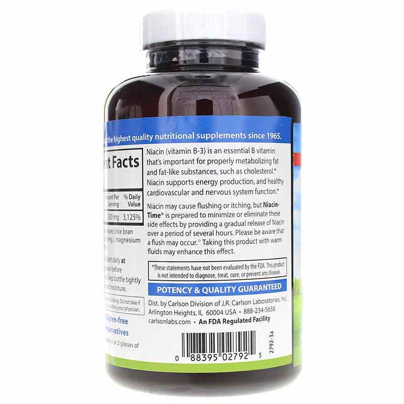 Niacin-Time, 250 Veg Tablets, by Carlson Labs, image #3