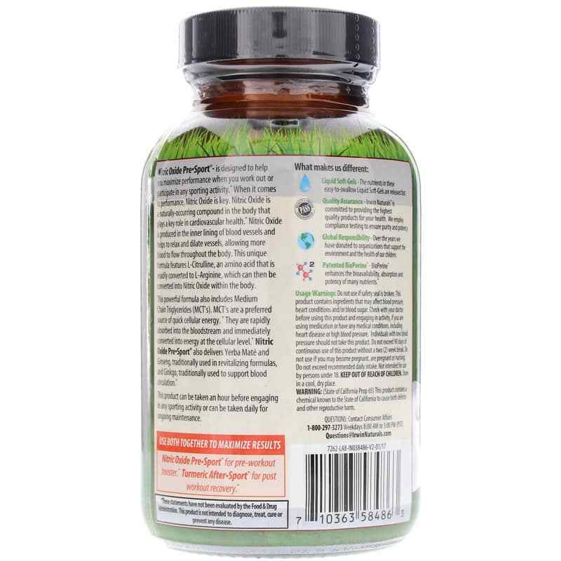 Nitric Oxide Pre-Sport, by Irwin Naturals, image #3