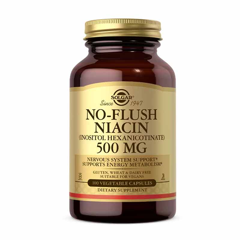 No-Flush Niacin 500 Mg, 100 Veg Capsules, by Solgar