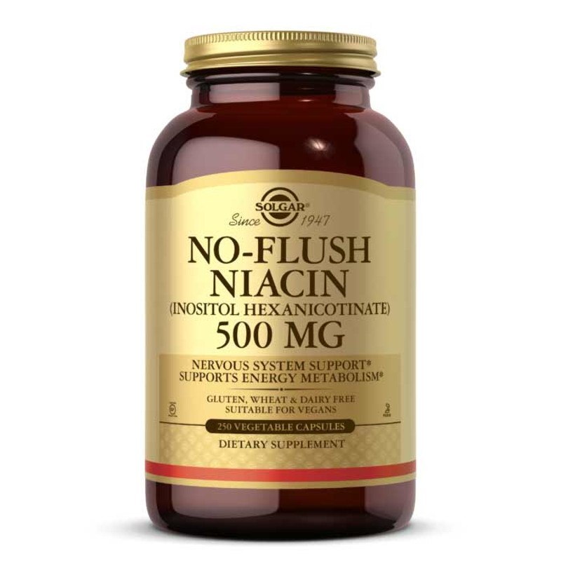 No-Flush Niacin 500 Mg, 250 Veg Capsules, by Solgar