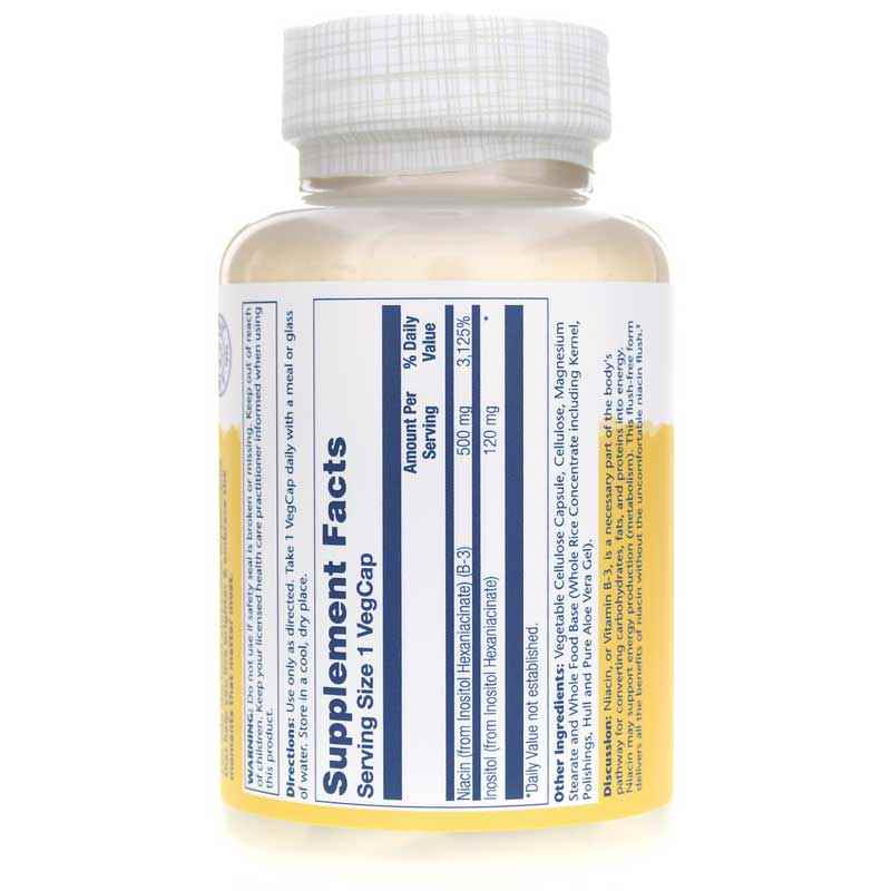 No Flush Niacin 500 Mg, 100 Veg Capsules, by Solaray, image #3