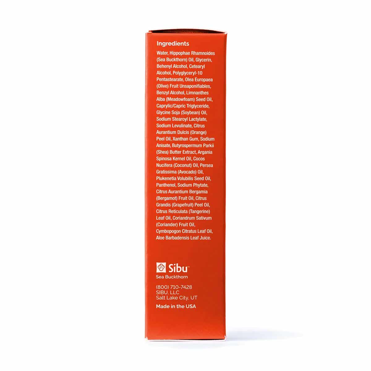 Sibu Beauty nourishing face cream 1 oz box with orange packaging displaying ingredients and product information.