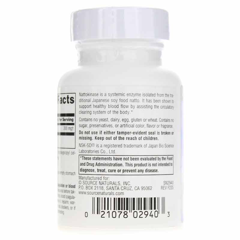 NSK-SD Nattokinase 200 Mg, 30 Vegan Capsules, by Source Naturals, image #3