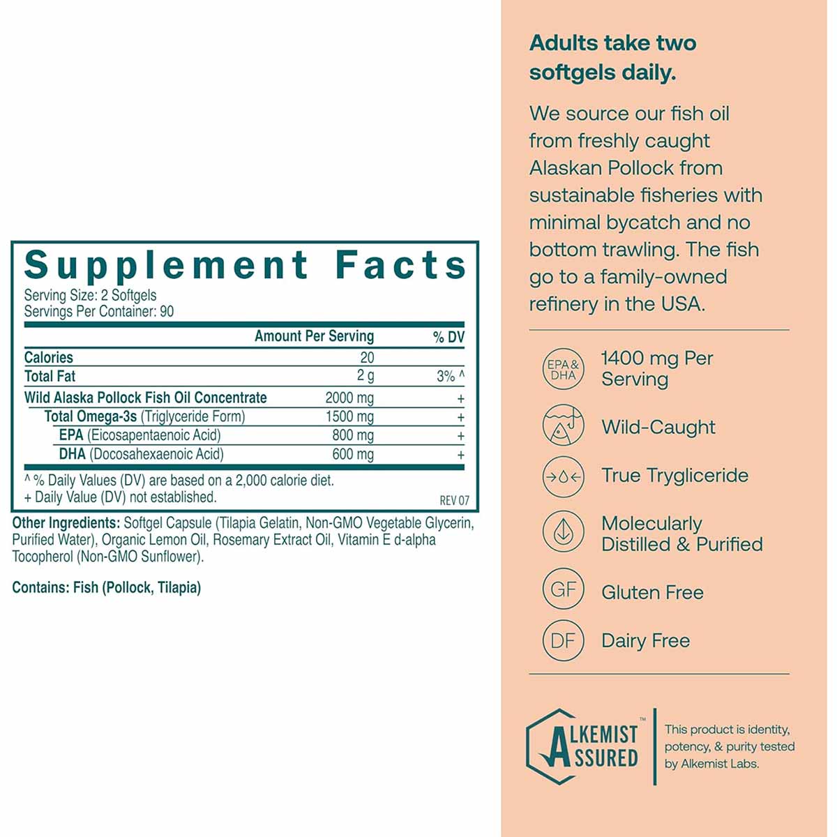 Omega-3 Fish Oil, 180 Softgels, by True Grace