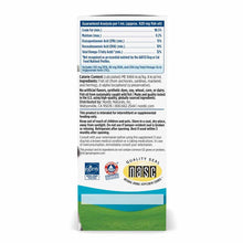 Nordic Naturals omega-3 pet liquid supplement bottle with nutrition label, ingredients list, and quality certification seals 