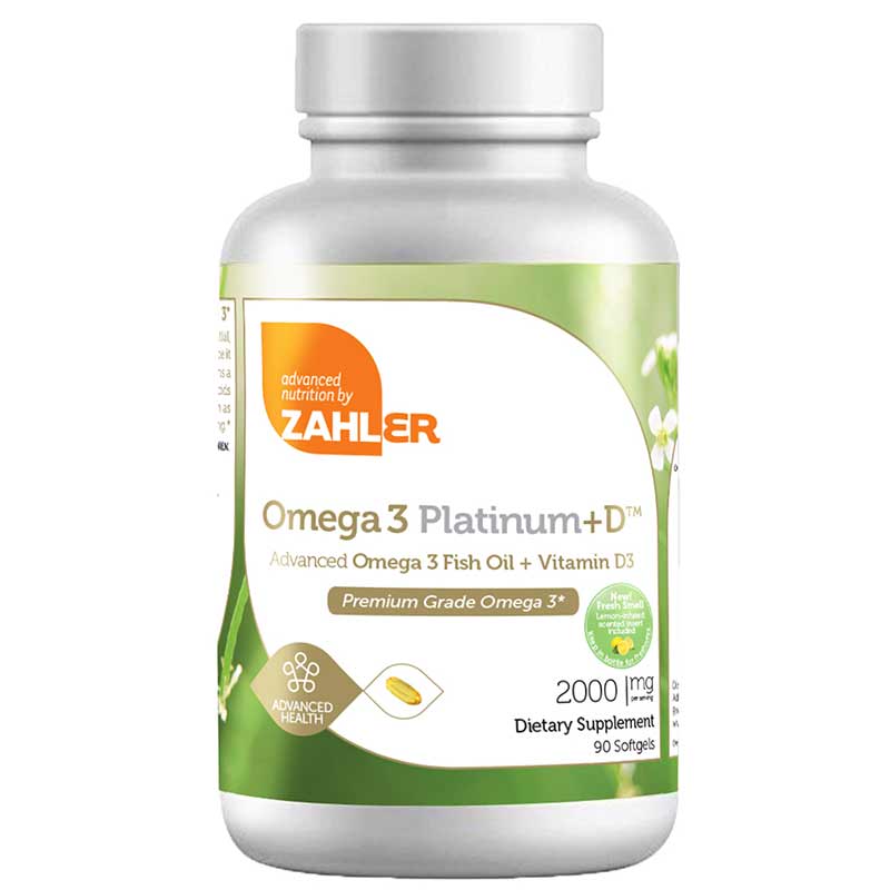Omega 3 Platinum + D, 90 Softgels, by Zahler