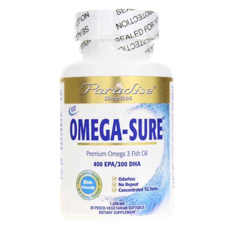 Omega Sure Fish Oil, 30 Veg Softgels, by Paradise Herbs