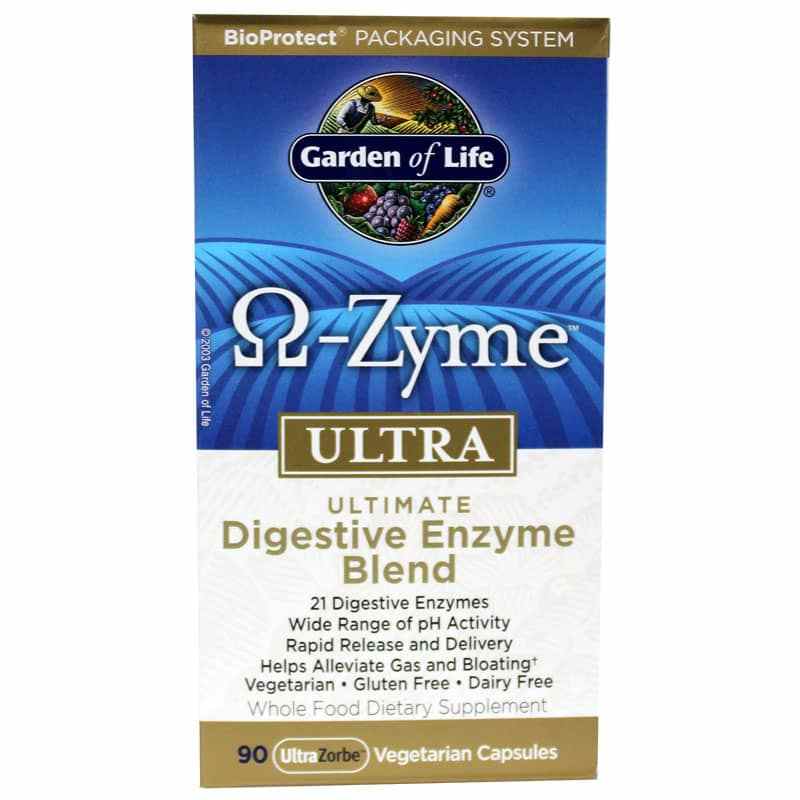Omega-Zyme Ultra Digestive Enzyme Blend, 90 Veg Capsules, by Garden of Life