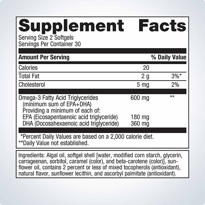 OmegaGenics Algae Omega-3s, 60 Softgels, by Metagenics, image #2