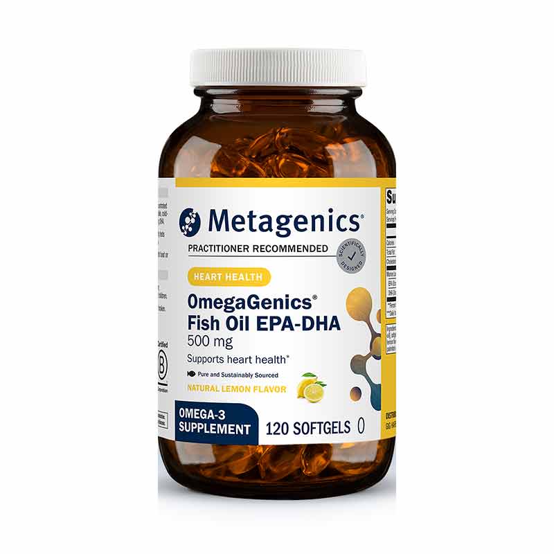 OmegaGenics Fish Oil EPA-DHA 500 mg, 120 Softgels, by Metagenics