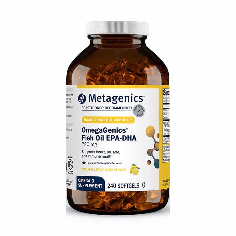 OmegaGenics Fish Oil EPA-DHA 720 mg, 240 Softgels, by Metagenics