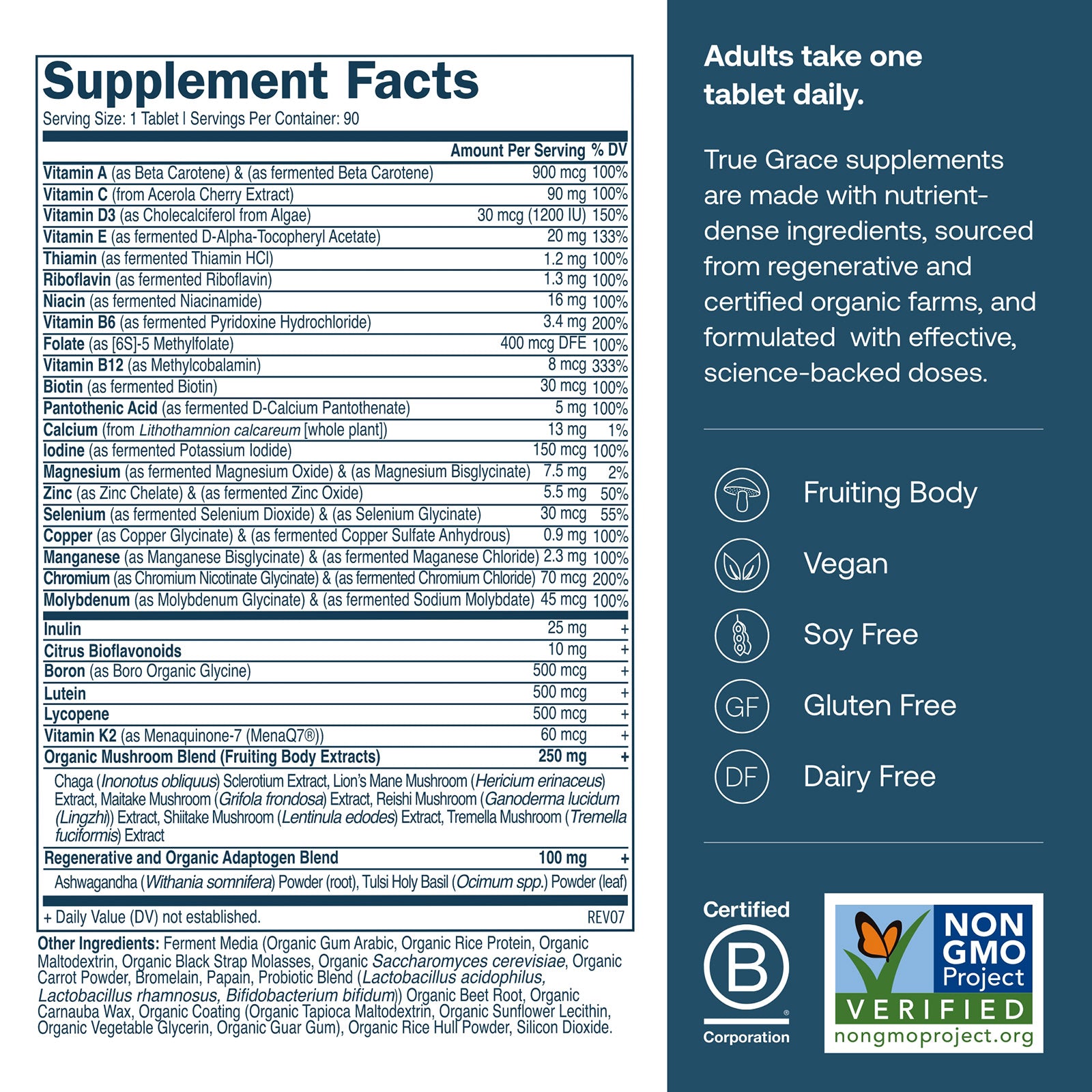 One Daily Men's 40+ Multi vitamin supplement tablet with supplement facts label and product information on packaging.